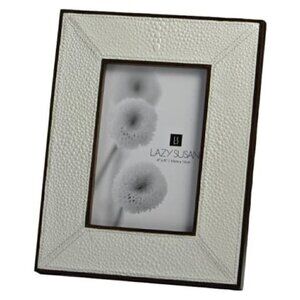 NEW Lazy Susan Cream Faux Shagreen Leather Frame, 5 x 7-Inches